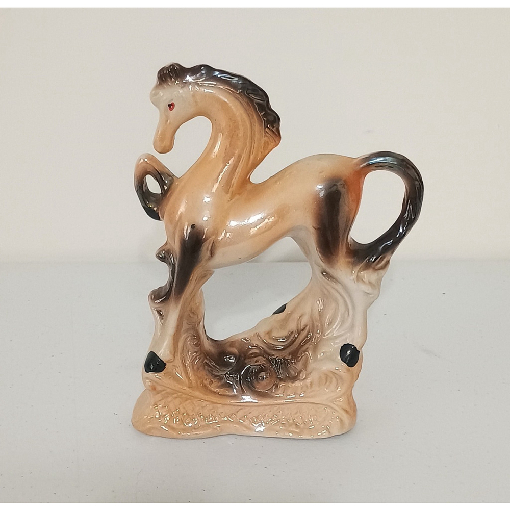 Vintage Lustreware Prancing Horse Figurine Glazed Made In Brazil MCM